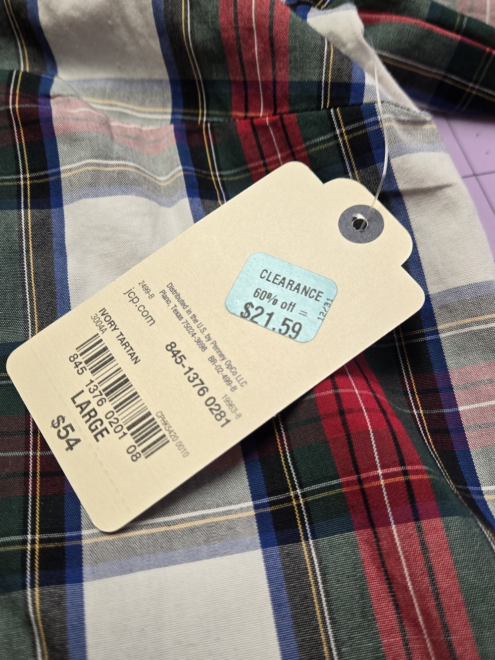 St. John’s Bay Plaid Ruffle Blouse Women’s Large 100% Cotton NWT Jeweled Buttons - Picture 10 of 13